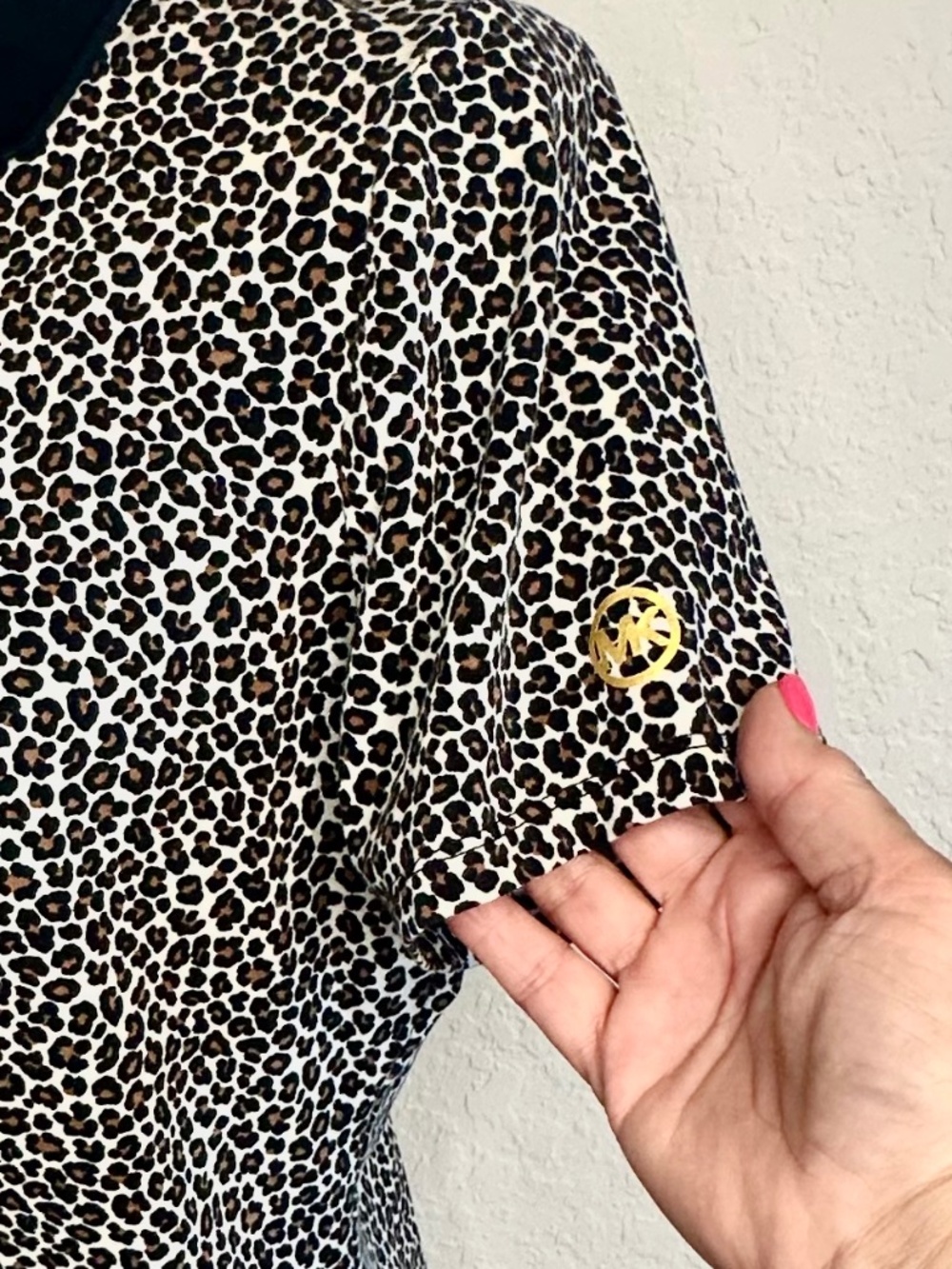 Michael Kors Woman's Leopard Print Zip Front Polo Shirt, Size M - Picture 4 of 10